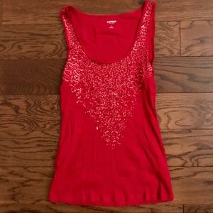 NWOT Express Sexy Basics Red Sequin Tank L